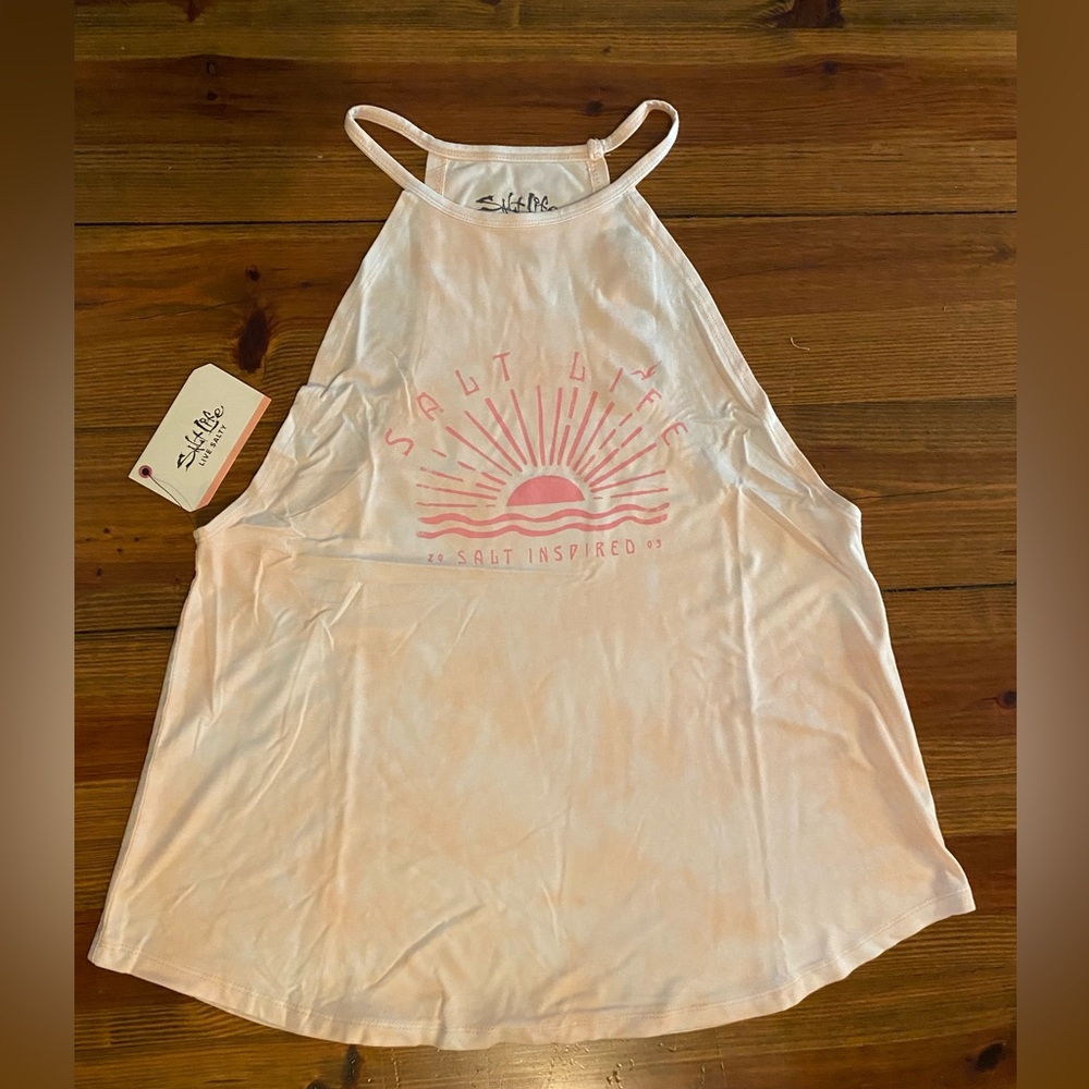 🌅Salt Life Women’s Pink Tie Dye Sunset Graphic Halter Tank Top NWT